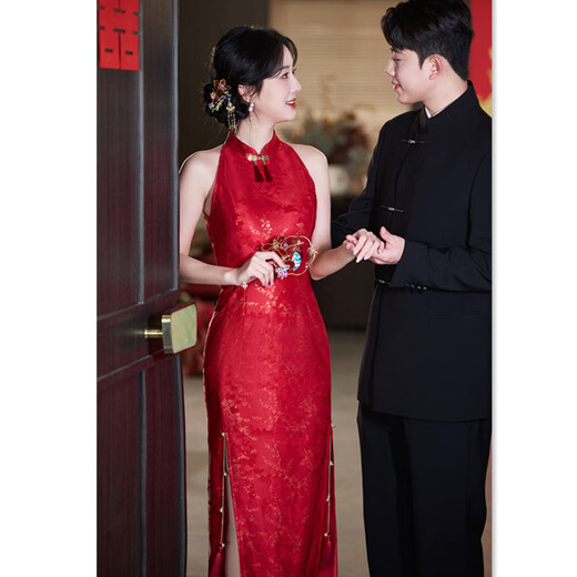 Nuit kui mince en dentelle de cheongsam avec rouge long coul coul