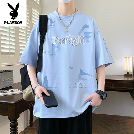 
Playboy teen short-sleeved T-shirt boy 12-15-year-old junior high school students' pure cotton tops trendy handsome big children's summer clothing 693 beige M 80-95Jin [Jin equals 0.5 kg]