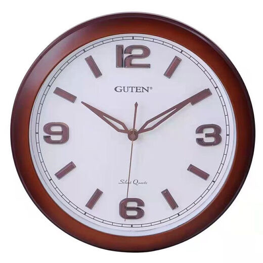 维榕金钟宝挂钟大客厅学校简约圆石英墙钟显眼大字体挂壁钟 3883哑黑色    直径34厘米 1英寸