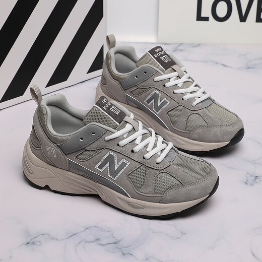 Gebbas [878 Retro-Schuhe] Mode Sportschuhe 878 Vielseitige Freiläufe Schuhe Herrenfell Vater Yuanzu Gray 878-1 36