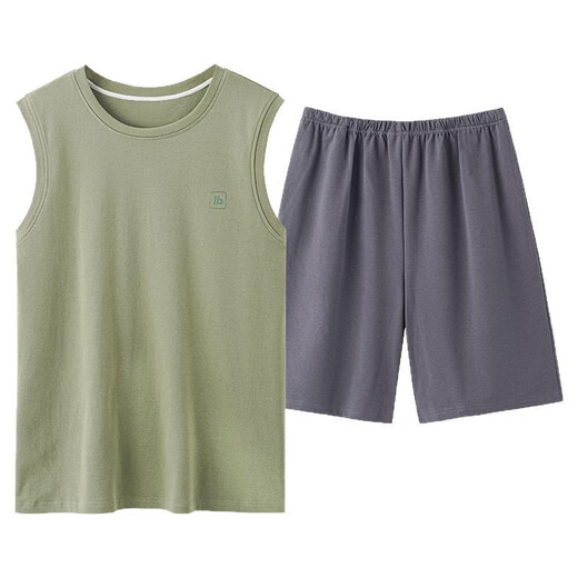 Modal simple pure cotton new pajamas for men, all-cotton thin summer sleeveless vest shorts comfortable home clothes can be worn outside OMM13657 men XL -