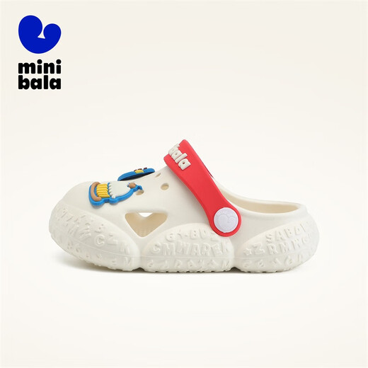 Minibala children's shoes, children's clogs, new summer shoes for boys and girls, baby home shoes, breathable sandals and beach shoes, off-white, size 32, suitable for feet length 19.0-19.5cm