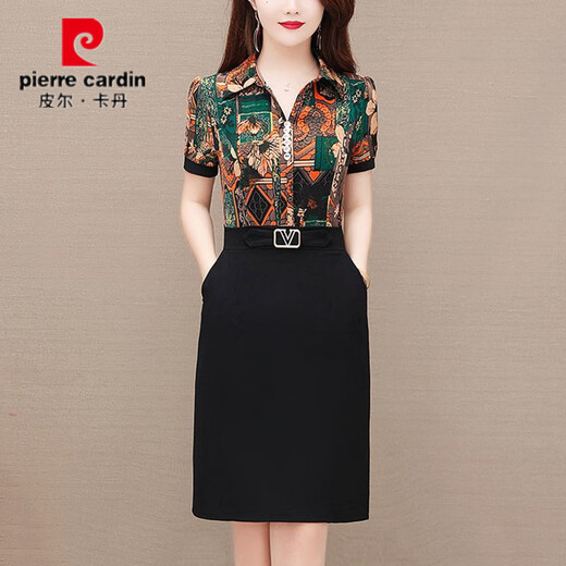 皮尔卡丹2025夏季新款洋气假两件连衣裙女小个子中年妈妈收腰显瘦包臀裙子 9855红色格子 XL 【建议101-110斤】