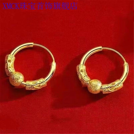 XMCK old phoenix gold-plated silver new earrings gold earrings lucky transfer mom girlfriend gift earrings earrings gold belt beads is a pair