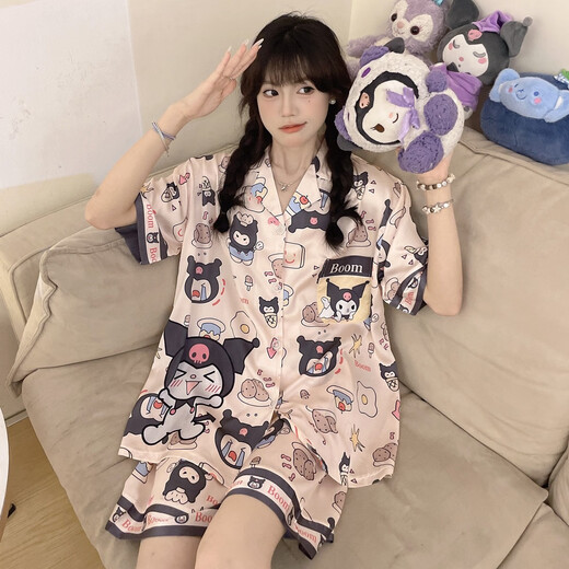 Ran Yilans gleiches Stil wie Kulomi Ice Seidenpyjamas für Frauen im Sommer kurzärmelige INS süße Internet-Promi-Stil simulierte Seiden-Heimkleidung Sommer