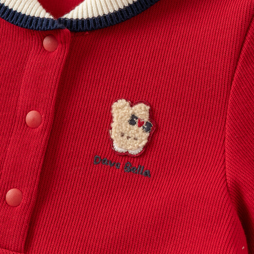 David Bella children's cotton dress girls preppy red princess dress baby girl autumn clothing