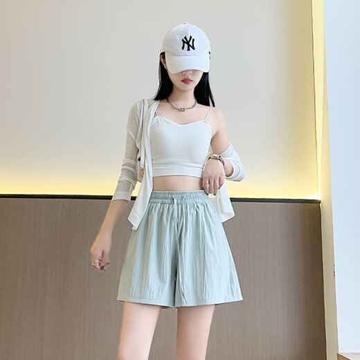 Shorts à séchage rapide en soie de glace induite par le coton pour les femmes en été 2025 Nouveau pantalon de sport inférieur en vrac haut en hauts, Version de haute qualité l.