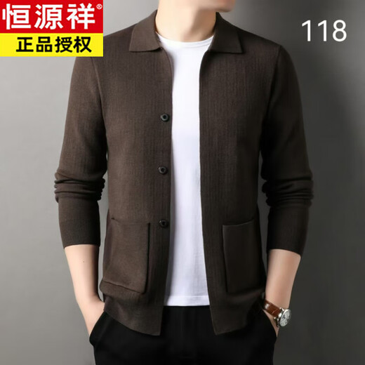 Hengyuanxiang brand new wool jacket men's spring and autumn style business casual middle-aged men's wool knitted cardigan sweater jacket black 2XL