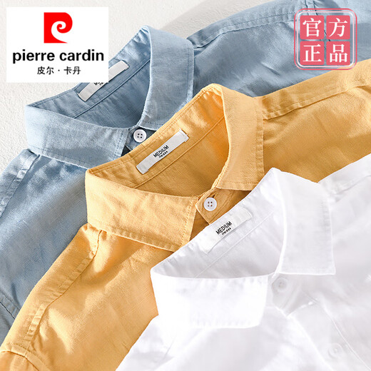 T-shirt à manches courts à manches courtes Pierre Cardin Cardin avec collier T-Cotton en lin en t-Cotton
