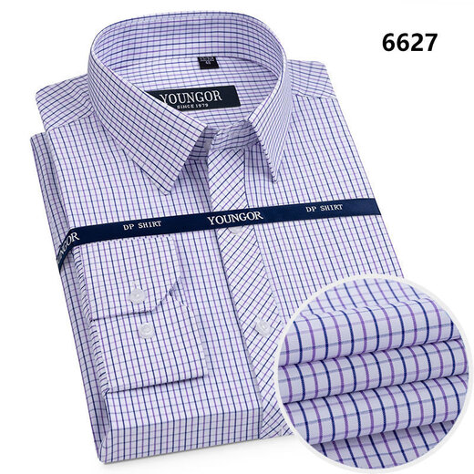 CEO Yageor 2025 New Yager Shirt Herren-langärmelte Baumwollfreie buhnchenfreies Geschäft im mittleren Alter lässig locker kariertes Hemd Langarm 6629 38