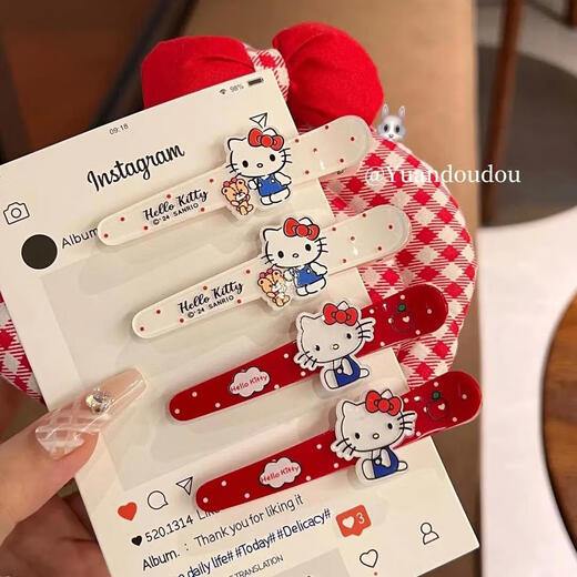 Sanrio Katie ins Duckbill Clip Bangs Fun Hair Accessories Headband Hairpin Cute Japanese Cartoon Cute Hairpin Cute KT Cat Hot Selling 6-piece Set 1 Pair Each