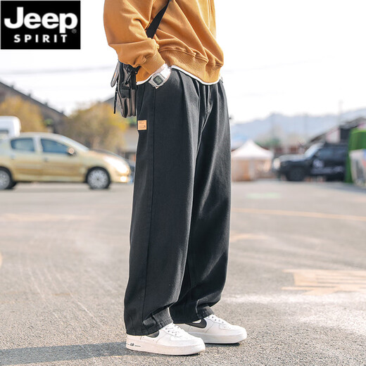 Jeep Spirit Pure Cotton Work Hosen für Männer Frühling und Sommer dünne japanische Modemarke Casual Lose Lose große, gerade langen Hosen YHK9215 Military Green M 90-110jin [Jin gleich 0,5 kg] kann getragen werden