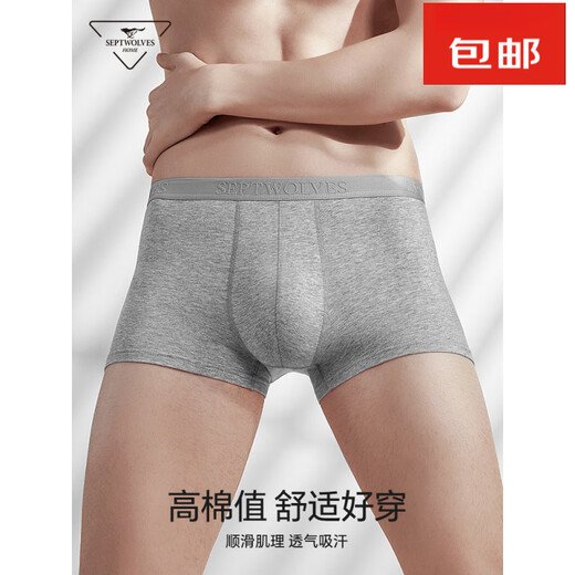 七匹狼（SEPTWOLVES）【父亲节礼物】男士内裤男款纯棉四角裤男生平角男式裤衩透气短裤头男 礼盒装【纯棉蚕丝10A】3271 L