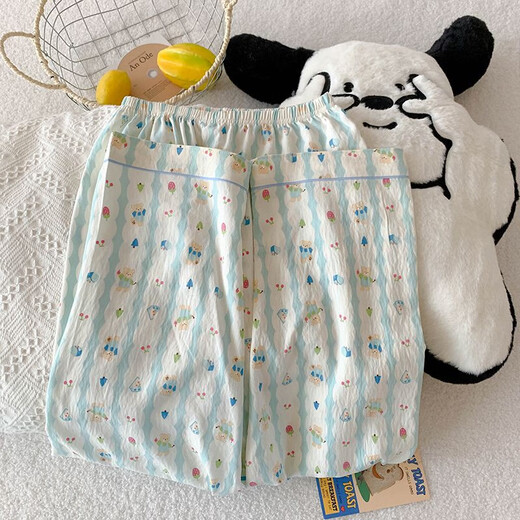 芬腾三件套樱桃小熊睡衣女夏季短袖可爱卡通宽松云朵棉夏天家居服套装 js-9902#星星kt猫 三件套-云感 M 码155-162体重105斤内