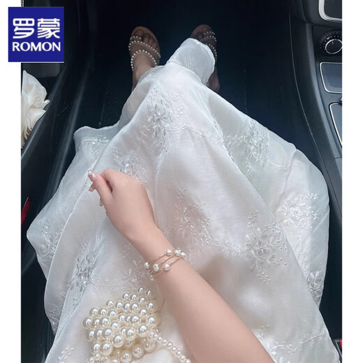 Romons neues Kleid für Sommerfrauen 2025 Neues chinesisches Jacquard Stickerei Design Nische sanftes Temperament Xiaofei off-weiß L 110-125jin [Jin ist 0,5 kg]