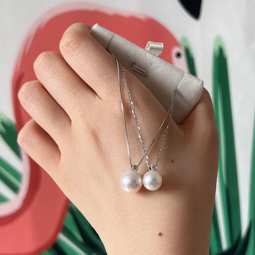 Libiao Natural Freshwater AKOYA Pearl Pendant Princess Diana Necklace Edison Neck Jewelry 18K Gold Gift Zhuji DIY 18K Gold Zircon Pendant Holder Gift S925 8-9mm45cm