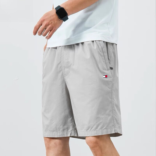 TOMMY JEANS汤米夏季纯棉短裤男百搭宽松沙滩裤 9215豆绿色 M