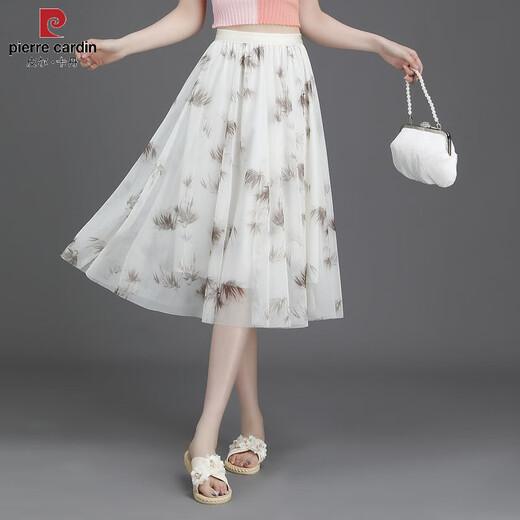 皮尔卡丹（PIERRE CARDIN）2025夏新款碎花半身裙女小清新短裙大摆网纱印花a字显瘦雪纺中裙 新面料雪纺纱(9906-9) 均码 (松紧腰)
