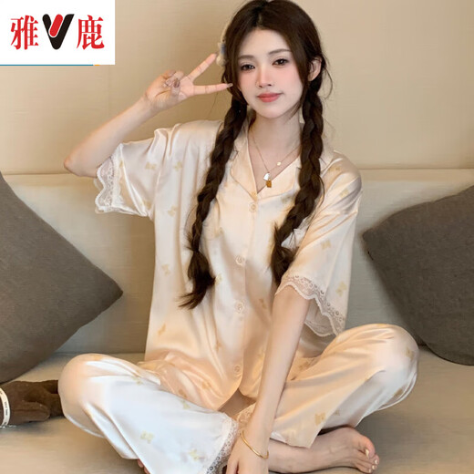 Yalu Bingsi Pyjamas pour femmes en été en été doux et confortable style ours ours de dessin de l'été pantalon à manches courtes ensembles de vêtements à la maison yfy9905 # m [suggéré 80-100jin [Jin est égal à 0,5 kg]]]