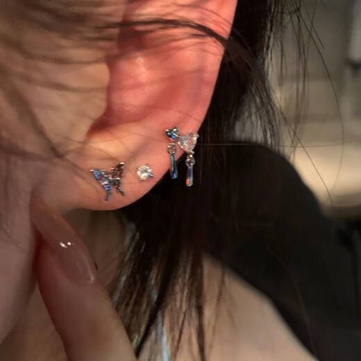 FVIP Old Phoenix 999 pure silver 6-piece set of butterfly earrings for women, niche design sense (set of 6)