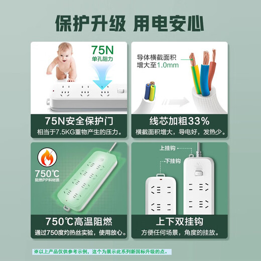 公牛插座多孔插排长线插线板多功能插座板家用排插多用接线板/拖线板/插板带线/电插板 2米长8插位B5440