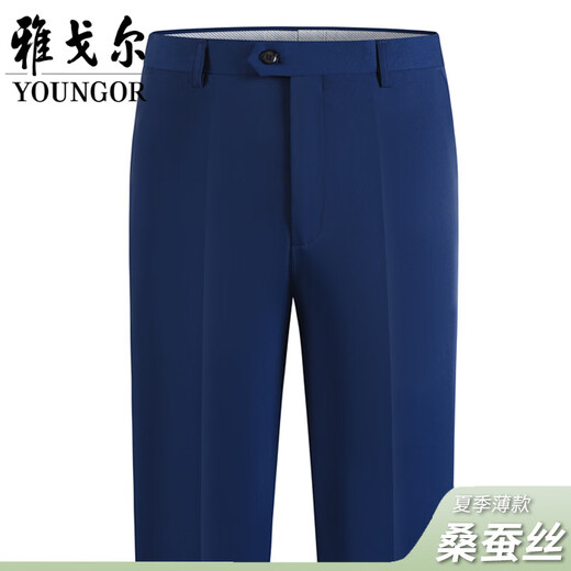 Yager Sommer-Männer dünne Hosen für mittlere und ältere Maulbeer-Seide High-End-Hosen super hängende No-Eisen hohe Taille Deep Casualhose [No-Eisen-Maulbeer-Seide] 6630 Light Khaki 32 (2 Fuß 5)