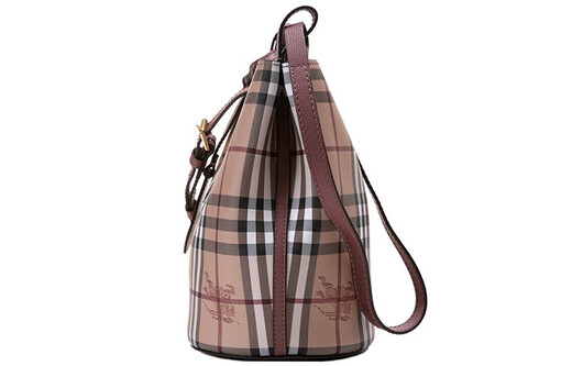 BURBERRY (BURBERRY) war horse print classic check leather bucket bag shoulder bag crossbody bag regular women's style nude color basic package (bag + dust bag)