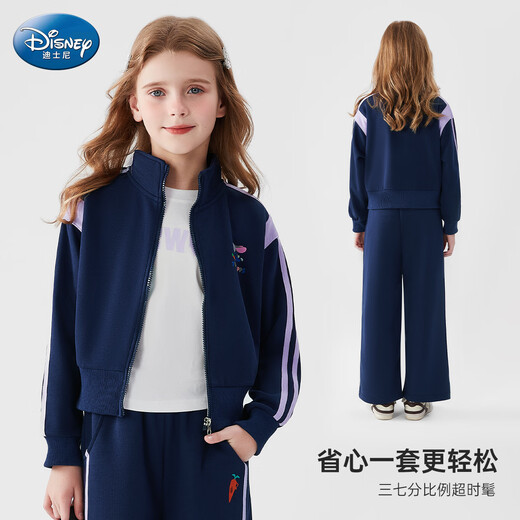 Disney Girls Suit Spring and Automne Fashionable Sportswear Suit Fashionable Girl Coat Pants Rabbit Officier de police Navy 160