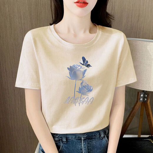 高端精梳纯棉白色短袖t恤女宽松设计感减龄小众夏装2025新款上衣 6195白色纯棉 短袖 M (建议80-105斤)