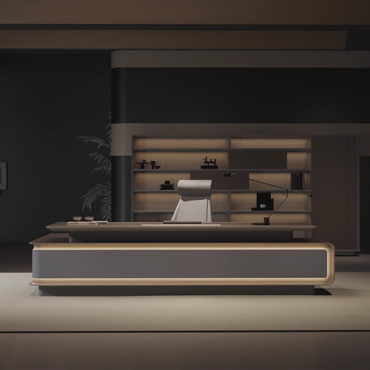 Aosenming luxury president desk high-end boss desk office desk chair chairman office furniture with LED light executive desk 2.4 meters boss desk