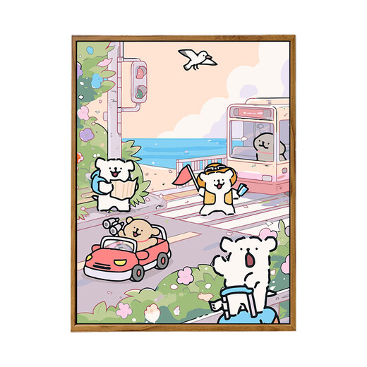 2025 new line puppy digital oil painting DIY cure cartoon children's hand-painted fill coloring oil painting LL13886 20*30cm thick solid wood inner frame acrylic pigment + special