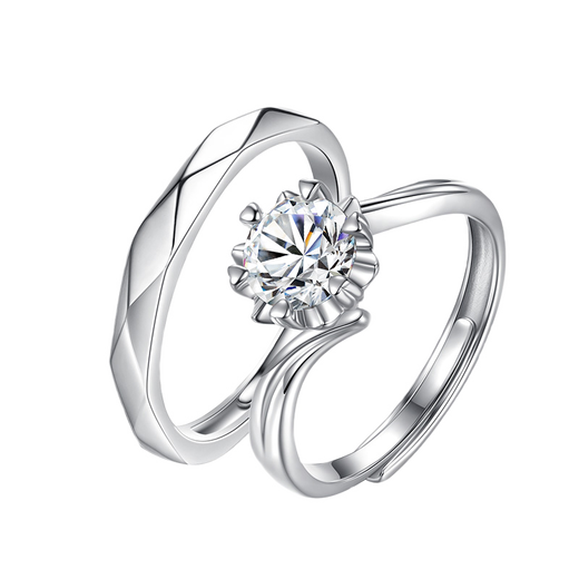 DR diamond ring couple ring for men and women, a pair of rings, live proposal, wedding, index finger ring, birthday, Valentine's Day gift, couple ring, pair of 2 carat live / closed ring