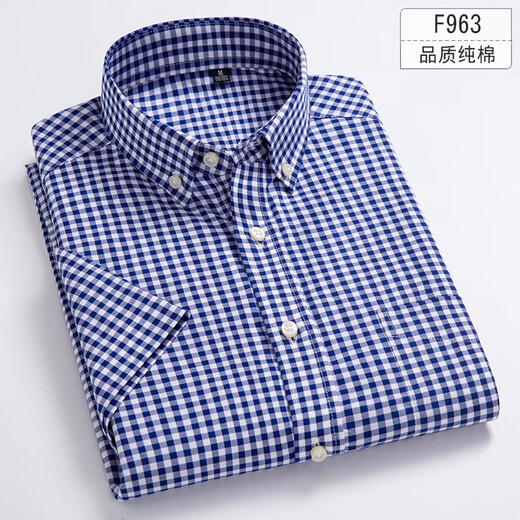 
Summer new men's short-sleeved shirt pure cotton thin plaid middle-aged casual cotton half-sleeved shirt daddy suit hk- 9930 pure cotton thin 38