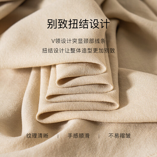 ROEYSHOUSE罗衣设计感汉麻扭结套装2025夏季新款褶皱上衣半身裙两件套12392 浅黄色 2XL
