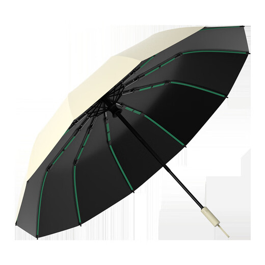 
Jieguo automatic umbrella sunny and rain dual-purpose umbrella plus size reinforced sun protection and UV sunshade folding sun umbrella print 12 bone manual vinyl extra large size 12593