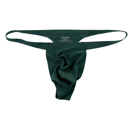 Esther's Men's Ice Silk Seamless Thin Waist Thong Sexy U-convex Low-Waist Single Butt 002D Light Blue XL