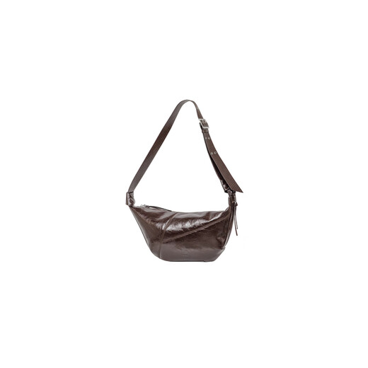 Meiyang (Meiyang) Grand sac à bandoulière à cire d'huile, motif de capture de main simple et polyvalente, sac de sangle diagonal de grande capacité, couleur brune, taille unique