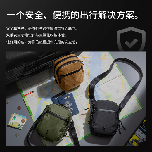 
Tomtoc high-performance crossbody bag portable travel bag for men and women lightweight waterproof small shoulder bag mobile phone bag carry-on small bag T37 Shadow Black 1.3L light travel