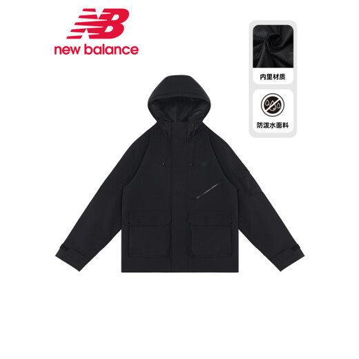 NEW BALANCENB连帽夹克男女休闲户外防风拼接外套AMJ41340/43302 AMJ51322-BK_25年新款薄绒 S