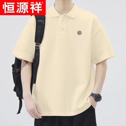 恒源祥短袖t恤男士夏季新款舒适宽松潮牌POLO衫2025新款男款t恤男装上衣 白色polo衫-1365 M 【建议110-130斤】