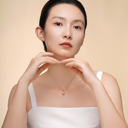 Tahitian Australian White Pearl Pendant 18K Gold Diamond Saltwater Pearl Necklace Australian White Pendant 9-10mm+925 Silver Chain