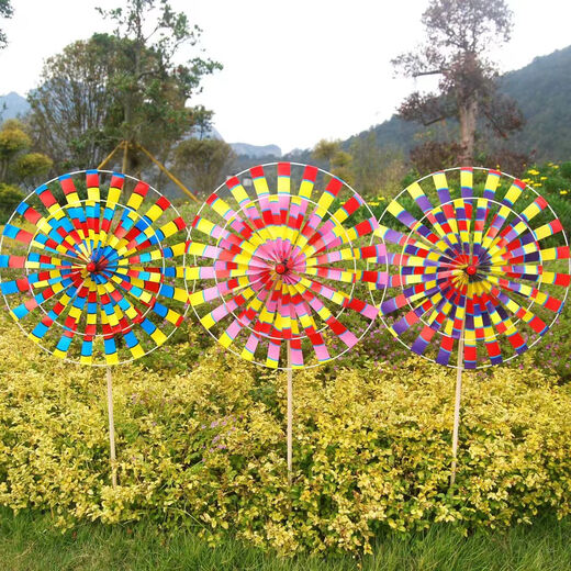 Buntes traditionelle zweischichtige Doppelschicht alte Peking Windmühle Kinderspielzeug im Freien Dekoration Aktivität Requisiten Scenic Spot Street Stände, kleine Doppelschicht Old Peking Windmühlen zehn