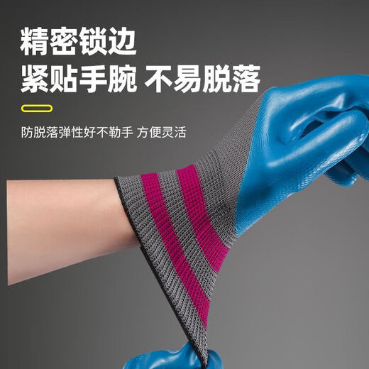 压纹劳保手套耐磨乳胶橡胶防油工作防滑防水建筑工地干活劳保手套 灰兰698压纹 12双