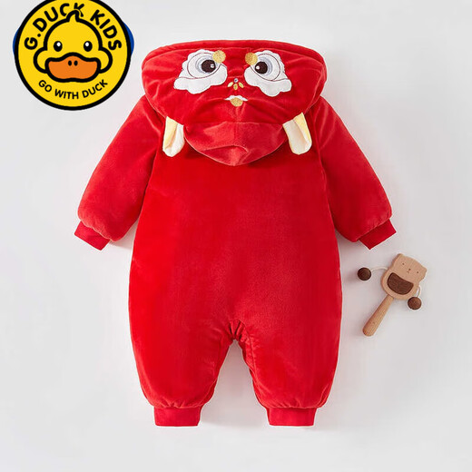G. Duckkids Neugeborene Baby Kleidung Herbst und Winter verdickte rote Baby -Strampler Jahr des Drachenjahres 100 -Tage -Vollmond -Outing -Kleidung Winter Kleidung Ty9731 Red Dragon Kindertag Geschenk 59 cm