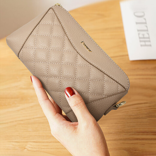 Golden Fox (FOXER) top layer cowhide women's wallet large capacity long card bag money ticket clip hand holding coin wallet Chinese Valentine's Day gift