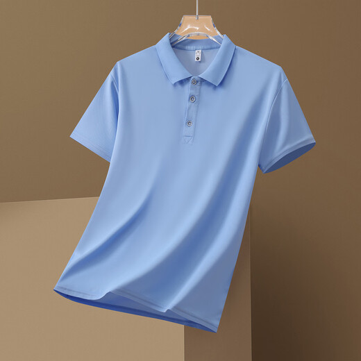 
Jewish POLO neck short-sleeved T-shirt men's summer sports running trend casual thin T-shirt breathable quick-drying top HEPG-JS-677 Sky Blue (single-piece) 4XL