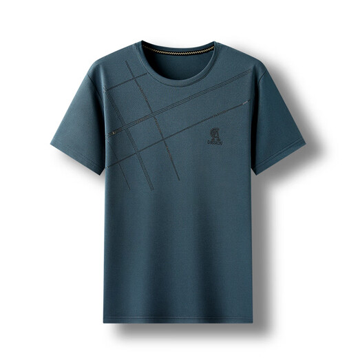 
Middle-aged and elderly summer round neck short-sleeved T-shirt for middle-aged men's cool ice silk casual top for daddy suit summer suit men 693 navy blue one size 165/S (recommended 110 Jin [Jin equals 0.5 kg] or less)