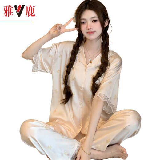 Yalu Bingsi Pyjamas pour femmes en été en été doux et confortable style ours ours de dessin de l'été pantalon à manches courtes ensembles de vêtements à la maison yfy9905 # m [suggéré 80-100jin [Jin est égal à 0,5 kg]]]
