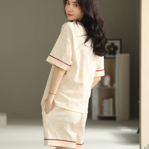 
G LUXOME pajamas for women, summer pure cotton shorts, sweet and thin casual student home clothing set YX7512 9856 M [Recommended 80-100Jin [Jin equals 0.5 kg] wear]