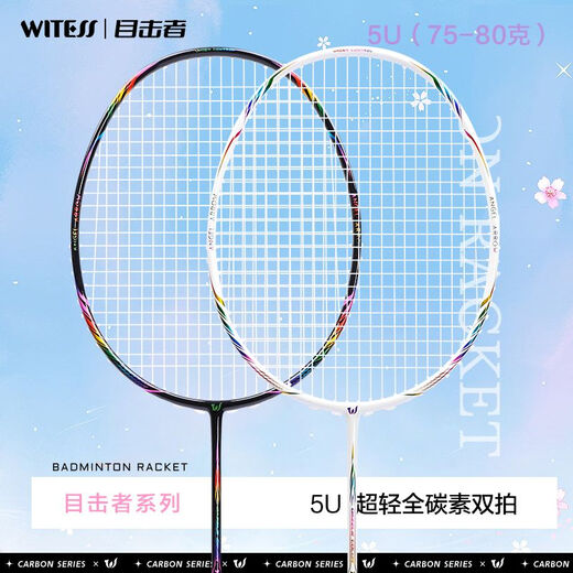 目击者（WITESS）目击者羽毛球拍691双拍超轻全碳素碳纤维两支装 镭射系列691黑色全碳双拍送套装